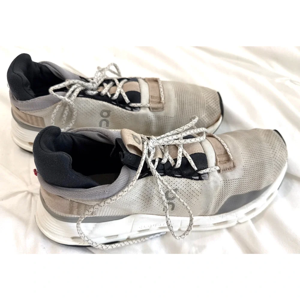 On Cloudnova Sneakers Men's 9.5 Beige Running Walking Athletic Shoes CloudTec